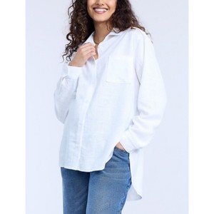 Women's Long Sleeve Button-Up Poplin Shirt | Motherhood Maternity - 1 of 4