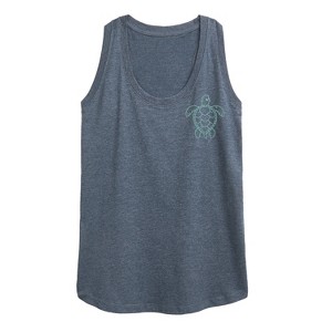 Women's - Instant Message - Nautical Sea Turtle Graphic Racerback Tank - 1 of 4