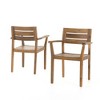 VASIP Outdoor Acacia Dining Chairs, Weathered Wood Chairs, Set of 2, Slatted Seat and One Open Back for Kitchen Patio Backyard Deck - 4 of 4
