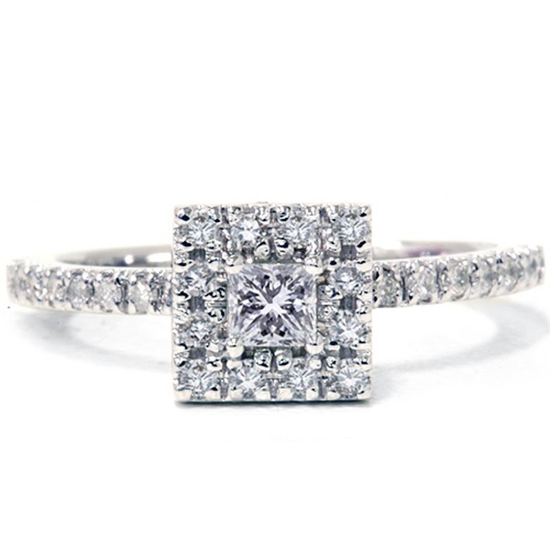 Pompeii3 1/2ct Princess Cut Diamond Diamond Engagement Ring 14K White Gold, 2 of 5