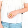 Anna-Kaci Women's Wide Statement Ring Gold Tone with Round Stone Marble-Like Stone and Textured Details - 4 of 4