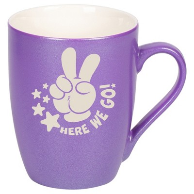 100 North Peace Sign 10 Ounce Passion Purple Metallic Finish, Comfortably Fits Your Hands, New Bone China Coffee Tea Cup Mug, Here We Go!