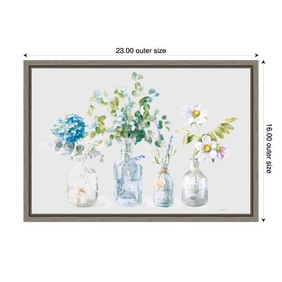 Floral Bouquets in Glass Bottles Framed Canvas Wall Art