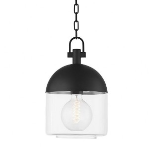 Troy Lighting Zephyr 1 - Light Pendant in  Black Clear Seeded Shade - 1 of 4