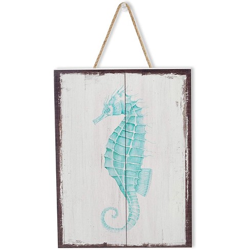 Farmlyn Creek 2 Pack Seahorse Hanging Wood Wall Art For Home Decor 6 X 8 In Target - Seahorse Home Decor