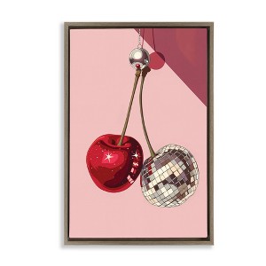 Stupell Industries Dazzling Disco Cherries Black Framed Floater Canvas Wall Art - 1 of 4