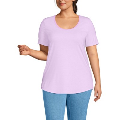 Lands' End Women's Short Sleeve Power Performance Scoop Neck Curved Hem Tunic Tee