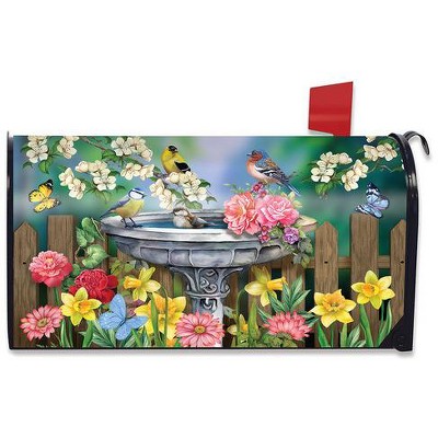 Briarwood Lane Spring Mailbox Cover  - Standard Size - Birdbath in Bloom For Spring Mailbox Cover