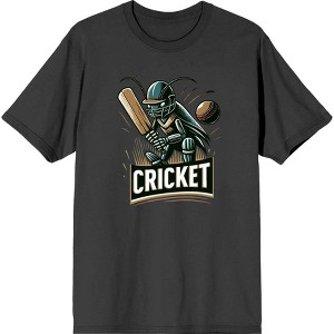 Cricket Sport Batsman Adult Crew Neck Short Sleeve Tee - 1 of 2