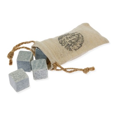 Twine Cooling Stones, Glacier Bourbon Whiskey Rocks, Reusable Ice Cubes, Whiskey Stones Set, Barware, Bar Accessories, Bar Tools, Set of 6, Grey