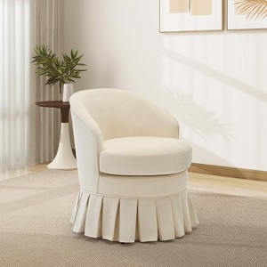 Vanity Stool,Upholstered Tall Back Arm Chair w/Side Pockets,Wood Legs Comfortable Dressing Piano Bench Chair for Vanity for Makeup Room,Bathroom - 1 of 4