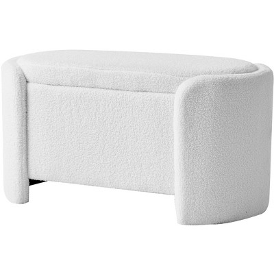 Nordlys White Bouclé Storage Bench Modern Design Style Upholstery Entry
