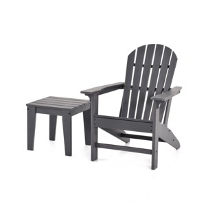 Wooden Outdoor Armchair and Ottoman Set, Classic Lounger Chair for Patio Comfort - Gray - 1 of 4