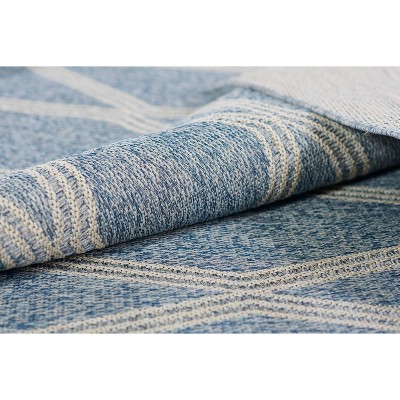 Coastal Charm Blue Synthetic Rectangular Area Rug - Easy Care