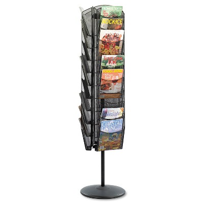 Safco Onyx Mesh Rotating Magazine Display 30 Compartments 16-1/2w x 66h Black 5577BL