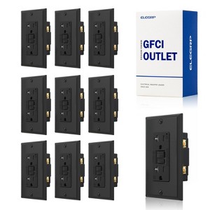 ELEGRP GFCI Outlet 20 Amp, Self-Test GFCI Electrical Outlet, Tamper Resistant GFCI Receptacle with Screw Wall Plate, UL Listed, Black 10PC - 1 of 1