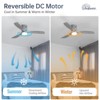52 Inch Flush Mount Ceiling Fan with Remote Control, Wood Blades Modern Outdoor Ceiling Fans for Bedroom/Farmhouse/Patio/Indoor Quiet DC Motor - 4 of 4