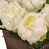 10" Artificial White Peony Arrangement in Wood Box - National Tree Company - image 3 of 3