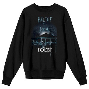 The Exorcist Believer Horror House Belief Is Real Crew Neck Short Sleeve Black Adult Sweatshirt - 1 of 3