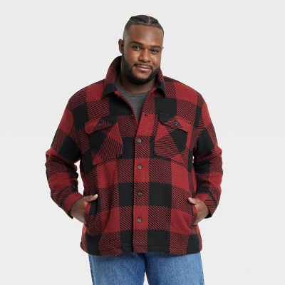 Men's Big & Tall Plaid Woven Shirt Jacket - Goodfellow & Co™ Red 5xlt :  Target