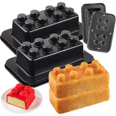 CucinaPro Brick Building Cake Pan Mold, 2 Pack- Build, Decorate, Stack 9" 3D Shaped Cakes - Birthday Parties, Special Occasion, Gift