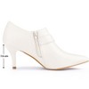 BLISSFUL STEP Women's Flower Pointy Toe Side Zip Stiletto Heels Ankle Booties - 2 of 4