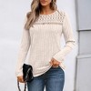Coolmee Women's Lace Long Sleeve Shirt Fall Top Fashion Dreesy Casual Tunic Sweaters Mesh Clothes Trendy Work Cute Outfits - 2 of 4