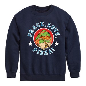 Boys' - Teenage Mutant Ninja Turtles - Peace Love Pizza Graphic Long Sleeve Fleece Sweatshirt - 1 of 4