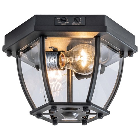 C Cattleya 2-Light Matte Black Motion Sensor Flush Mount Light with Clear Glass - image 1 of 4