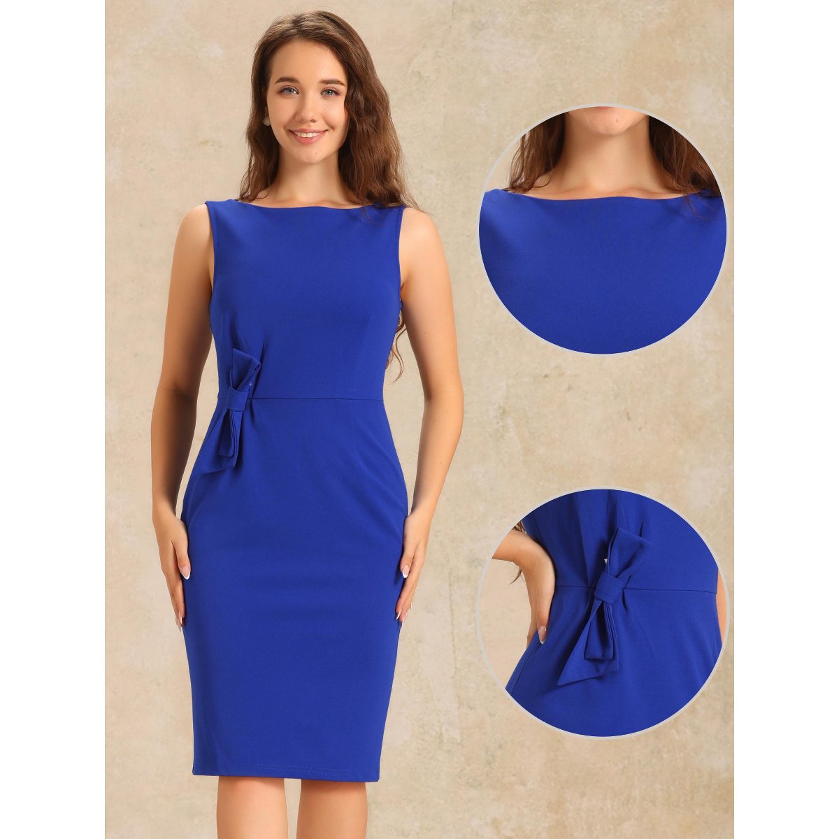 Женские платья INSPIRE CHIC Women's Scoop Neck Sleeveless Vintage Business Wedding Tank Dress Medium Royal Blue — фото 2