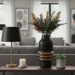Decorative Two Tone Vase with Ring Detail - Stylish Flower Vase for Bedroom, Office Styling, and House Decor - Sculptural Home Decor - 1 of 4