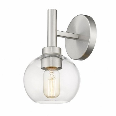 Sleek Brushed Nickel 7" Wall Sconce with Clear Globe Shade