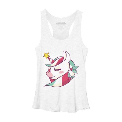 Women's Design By Humans Striped Christmas Unicorn By rasok Racerback Tank Top