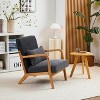 ACEPANO Upholstered Solid Wood Accent Arm Chair With Pillow,Foam Cushion-Dark Grey - 4 of 4