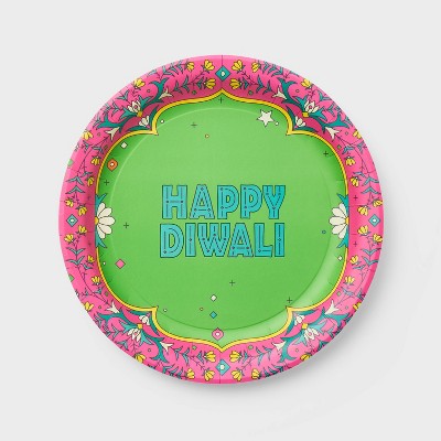 Diwali Decorative Disposable Paper Dinner Plates - 9" - 30ct