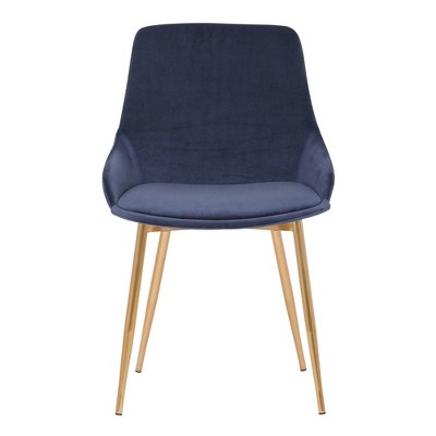 Heidi Blue Velvet Dining Chair with Gold Legs