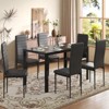 EROMMY Ebern Designs 7-piece Glass Top Dining Table Set, Kitchen Table And 6 Luxury Faux Leather Chairs,Black - image 2 of 4