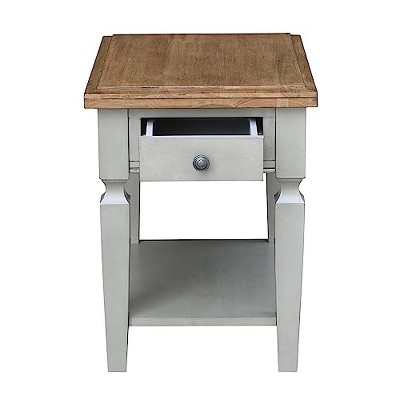 Vista Distressed Hickory and Stone Wood End Table with Storage