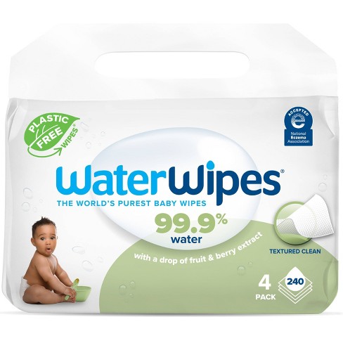 WaterWipes Plastic-Free Textured Clean, Toddler & Baby Wipes, 99.9% Water  Based Wipes, Unscented & Hypoallergenic for Sensitive Skin, 720 Count (12
