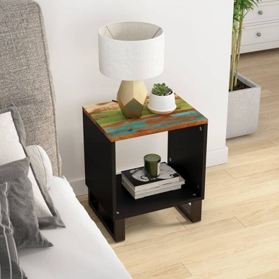 vidaXL Coffee Table 15.7 in.x12.2 in.x18.1 in. Solid Wood Reclaimed&Engineered Wood