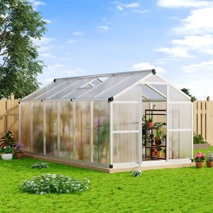 Whizmax  Wall Mounted Gazebo, All-Season Aluminum Patio Gazebo with Side Door, Outdoor Permanent Sunroom - 1 of 4