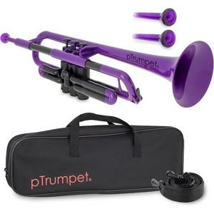 pInstrument pTrumpet Plastic Trumpet – Includes 3C & 5C Mouthpieces, Carrying Bag – Lightweight Bb Design with Ergonomic Grip – Durable ABS Build - 1 of 4