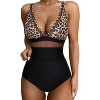 Women One Piece Swimsuits Mesh Tummy Control Swimsuit Push Up High Waisted Swimdress Bathing Suit - 2 of 4
