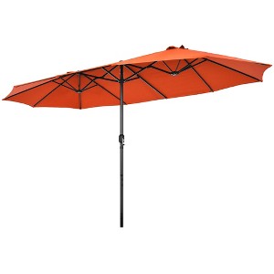 Costway 15FT Patio Double-Sided Umbrella Crank Outdoor Garden Market Sun Shade Red\Blue\Coffee\Beige\Navy\Orange\Turquoise - 1 of 4