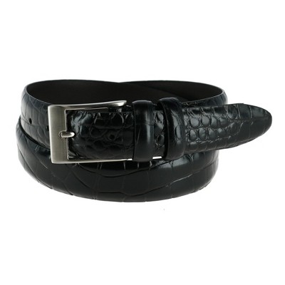 Ctm Men's Embossed Leather Croc Print Belt, 32, Black : Target