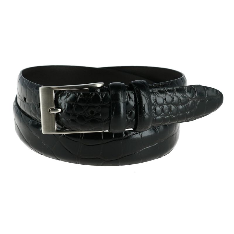 CTM Men's Big & Tall Leather Croc Print Belt, 1 of 3