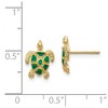 Black Bow Jewelry Small Green Enameled Sea Turtle Post Earrings in 14k Yellow Gold - 4 of 4
