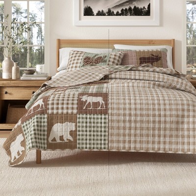 Rustic Woodland Printed Reversible Quilt Set - Great Bay Home