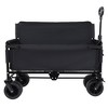 HTUTWOO Collapsible Folding Utility Cart Wagon, Outdoor Garden Wagon Cart with All-Terrain Wheels, Bench Seat & Storage 220 lbs Weight Capacity - 3 of 4