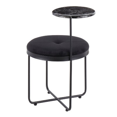 Cosmo Contemporary Ottoman with Side Table Black - LumiSource